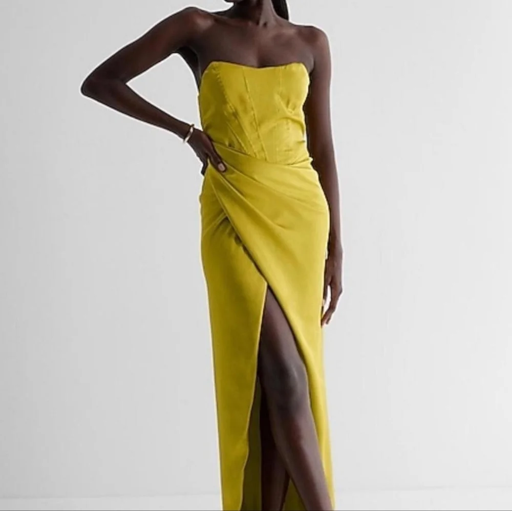 Express Chartreuse Formal Dress | Size 0 - Picture 1 of 5